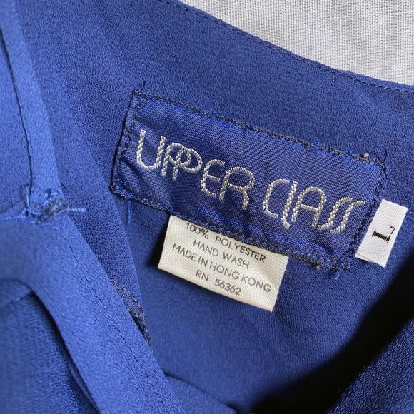 Vintage Upper Class Navy Blue Top, L - Picture 6 of 9
